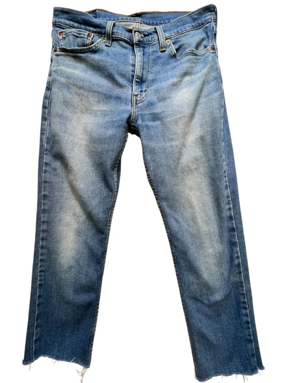 Levi's 511 Men's Regular Fit Straight Jeans Raw Hem Denim Sz 32x29 Blue Mid Wash